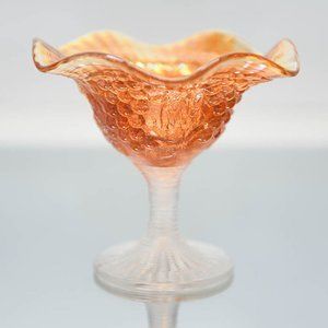 Imperial Glass Co. Marigold Carnival Glass Pedestal Compote/Candy Dish grape